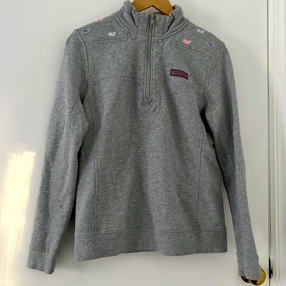 Vineyard Vines- 1/4 Zip Gray Pullover with Cute Whale Embroidery - Picture 2 of 5